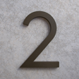 modern house numbers 2 in bronze